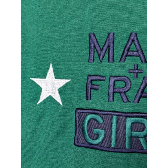 Vintage Marithe Francois Girbaud T Shirt Size L Green Embroidered Spellout Stars - Picture 9 of 15